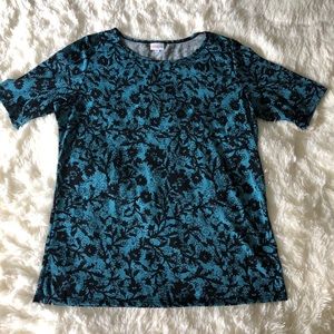 Black and blue floral shirt